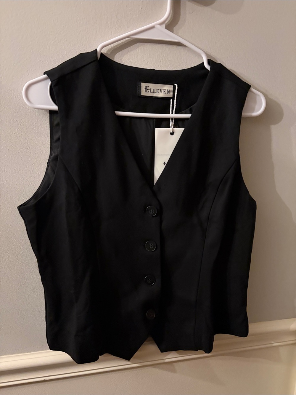 Elleven Black Button Front Vest